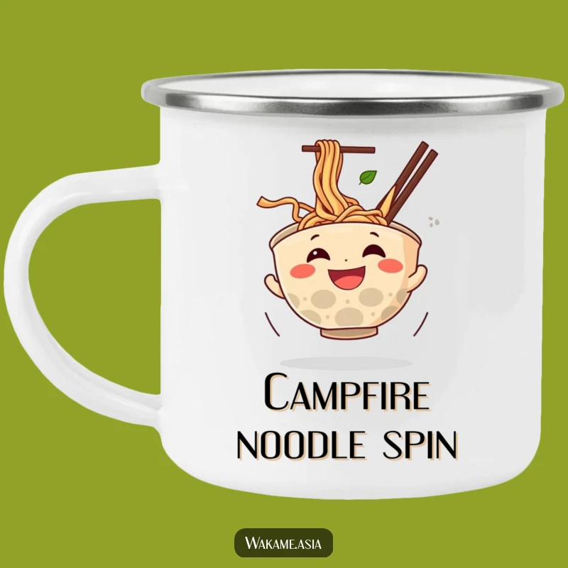 Funny Ramen Bowl Noodle Spin Camping Mug - Outdoor Cartoon Foodie Fun Gift