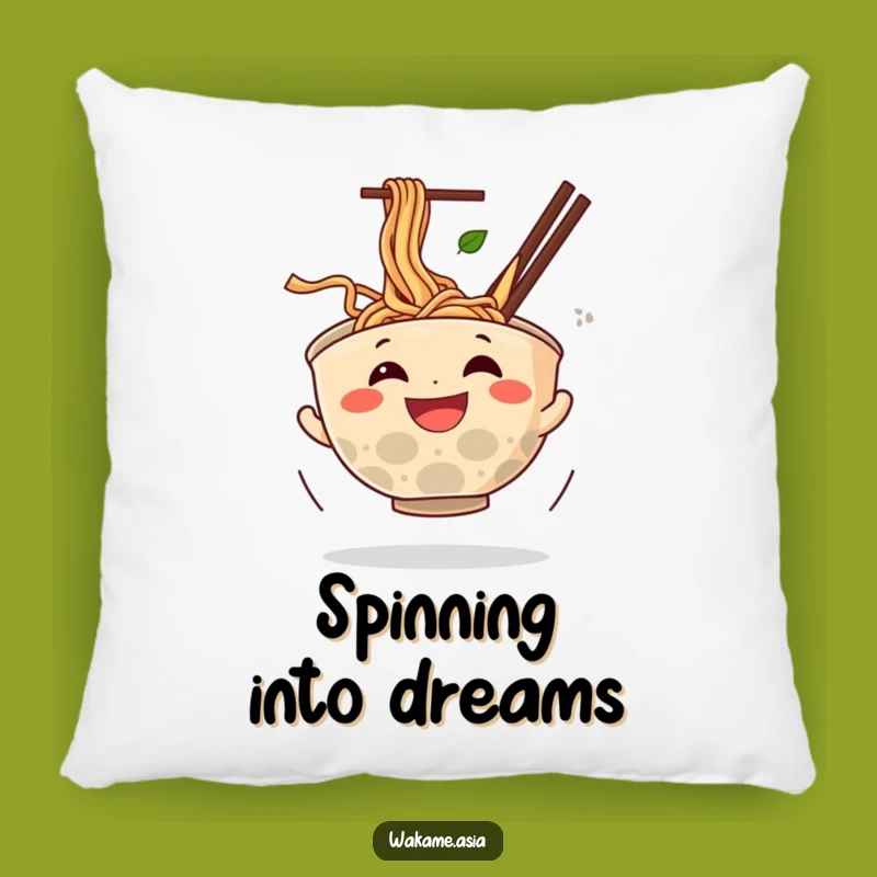 Funny Ramen Bowl Noodle Spin Pillow - Comfy Cartoon Foodie Accent Gift