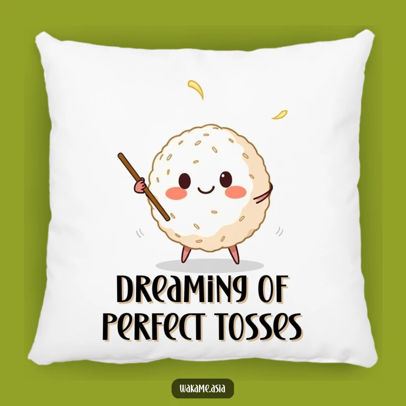 Funny Rice Ball Juggling Chopsticks Pillow - Comfy Cartoon Foodie Accent Gift