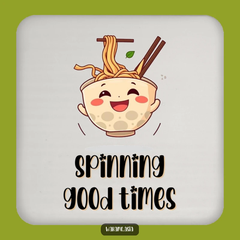 Funny Ramen Bowl Noodle Spin Coaster Set - Cartoon Foodie Drink Protection Gift