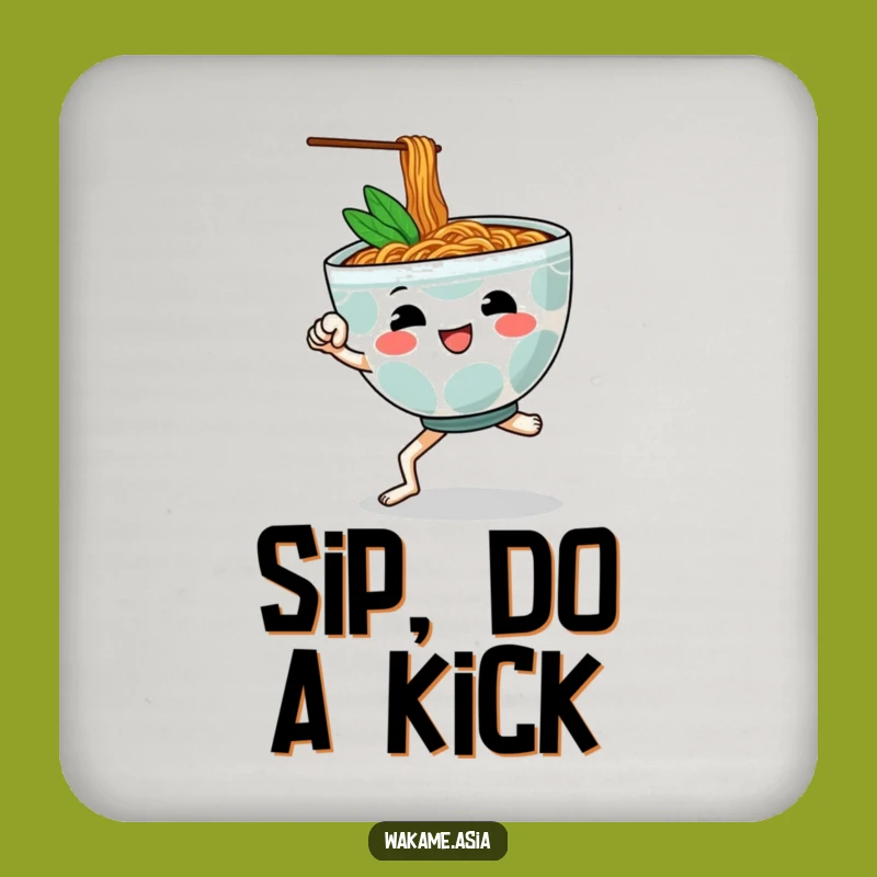 Funny Ramen Kick Coaster Set: Anthropomorphic Bowl's Martial Arts Table Protection Gift