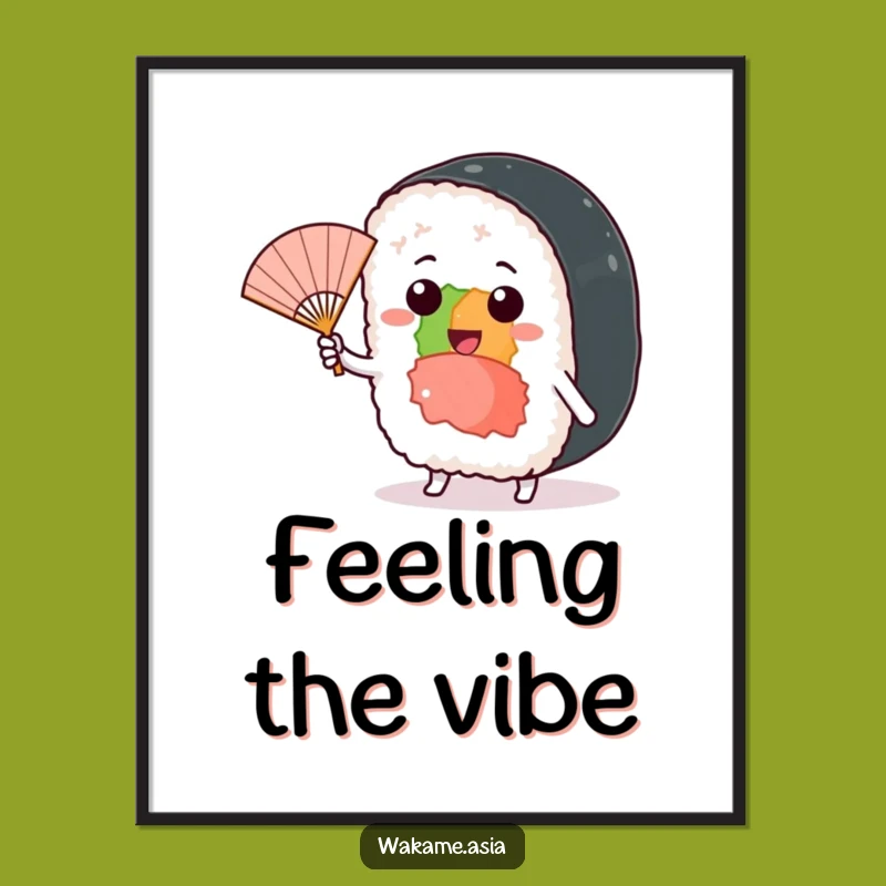 Funny Sushi Roll Poster, Fan Breeze Art, Playful Decor Gift