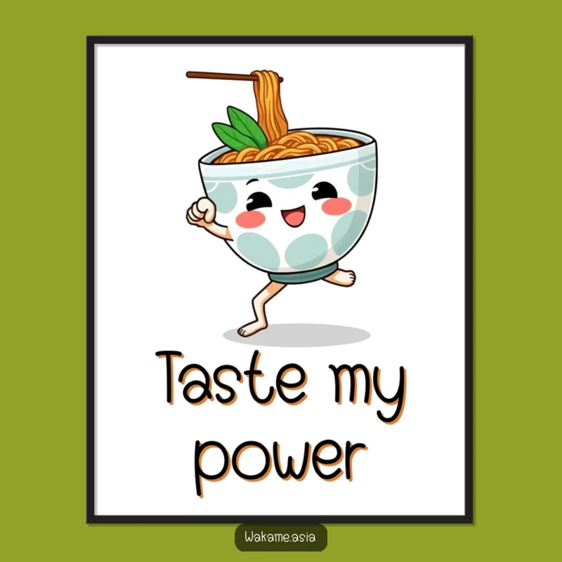 Funny Ramen Kick Poster: Anthropomorphic Bowl's Martial Arts Action Wall Art Gift