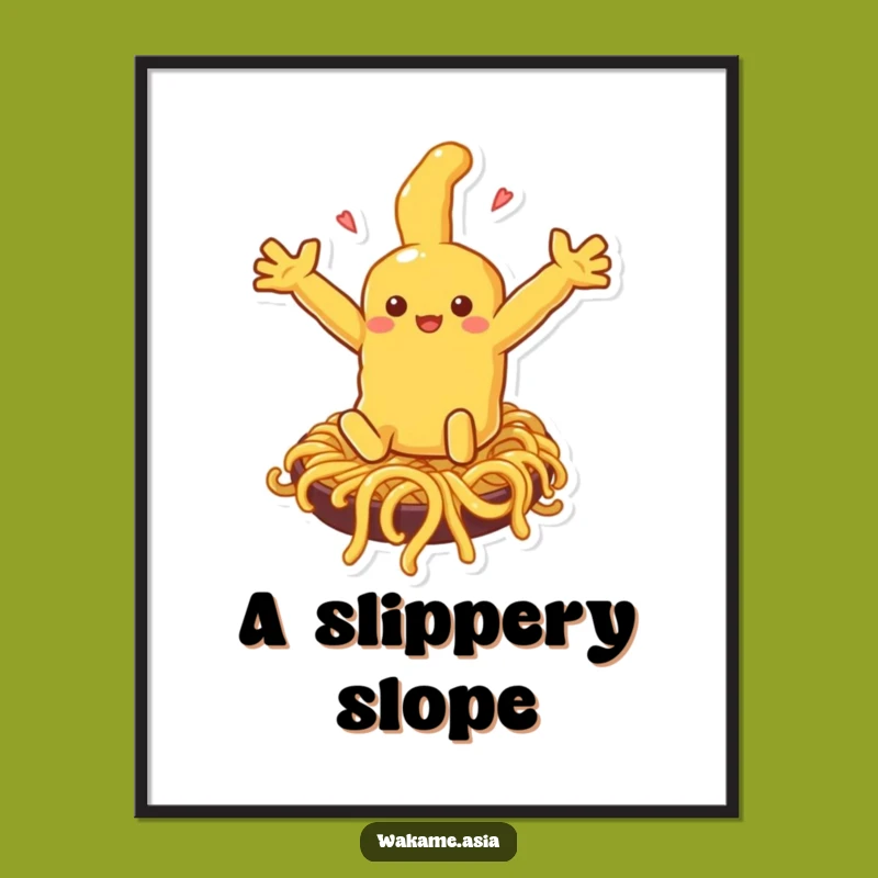 Funny Tempura Noodle Slide Poster: Add a Splash of Wacky Fun to Your Walls.
