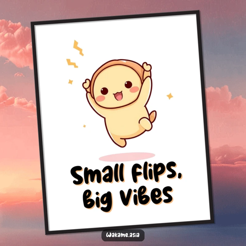 Funny Dim Sum Acrobat Poster: An artistic print of a cute dim sum character performing an impressive acrobatic flip, adding humor to walls.