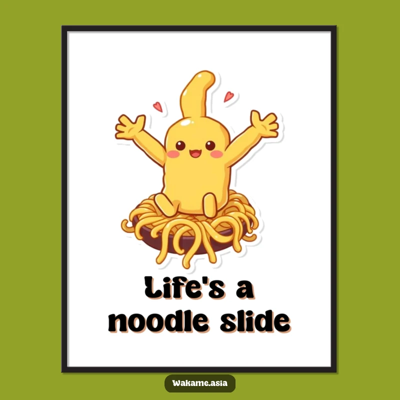 Free Printable Wall Art: Wobbly Tempura Noodle Slide Funny Downloadable Decor