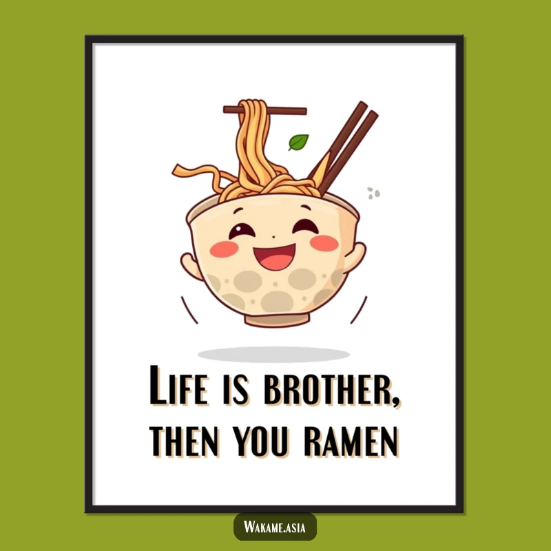 Funny Free Printable Wall Art: Spinning Ramen Bowl Character, Whimsical Downloadable Decor