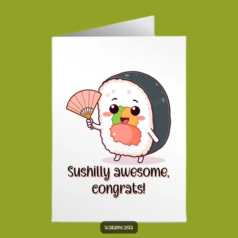 Funny Sushi Congrats Card: Free Printable Fan Wave for Cool Achievements