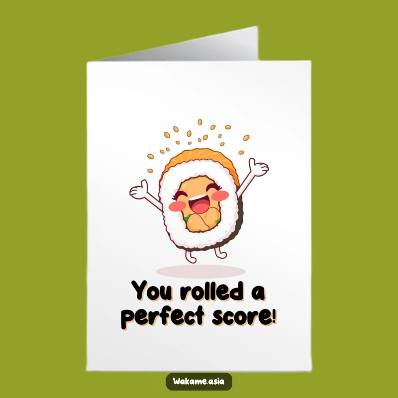 Free Printable Congrats Card: Sushi Cartwheel Victory - Celebrate with Flair!