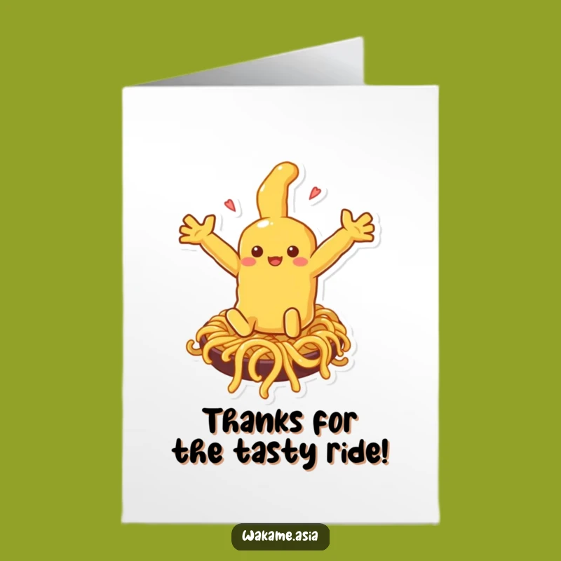 Free Printable Thank You Card: Wobbly Tempura Noodle Slide Gratitude Downloadable