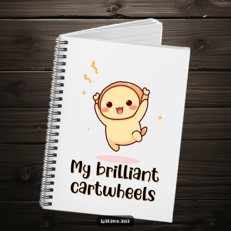 Funny Dim Sum Acrobat Notebook: A lined notebook with a funny dim sum character doing an acrobatic flip, ideal for notes and sketches.