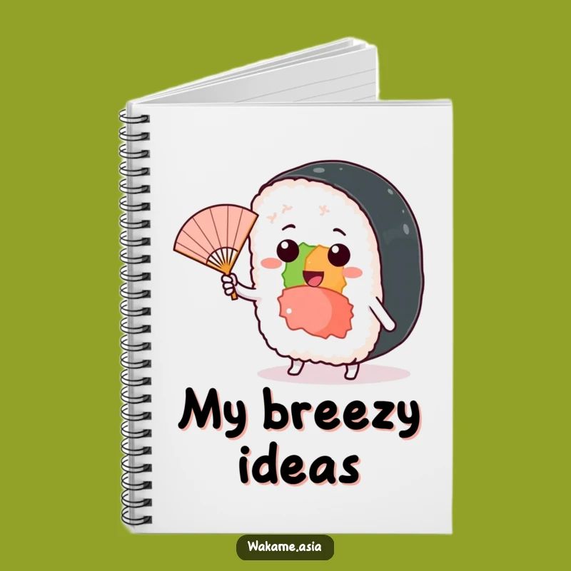 Funny Sushi Roll Notebook, Fan Breeze, Playful Journal Gift