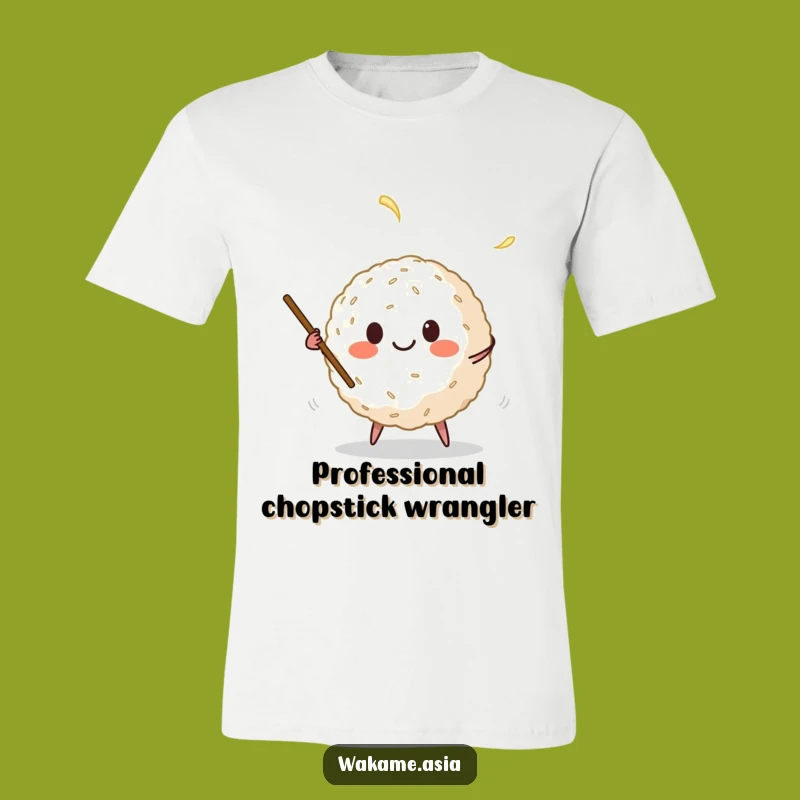 Funny Rice Ball Juggling Chopsticks T-Shirt - Comical Cartoon Foodie Apparel Gift