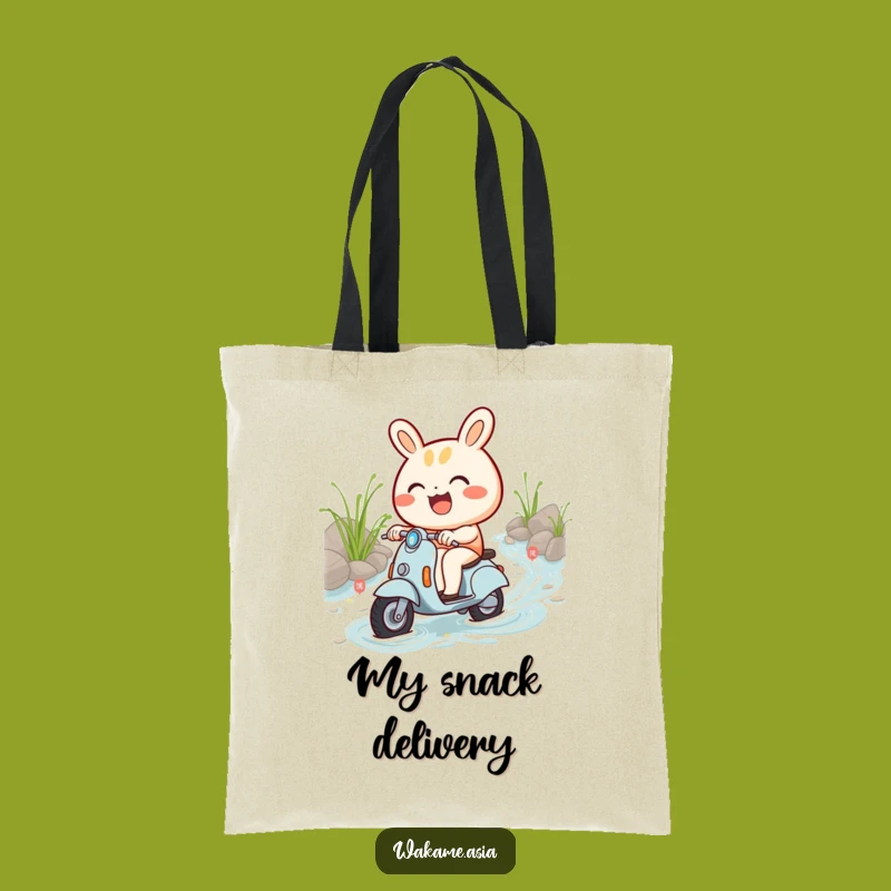 Funny Bao Bun Noodle Tote Bag, Scooter Fun, Whimsical Carryall Gift